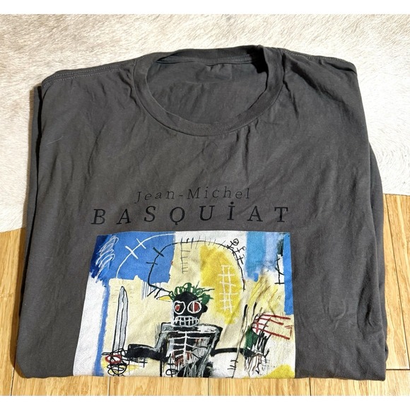 Jean Michel Basquiat Gray Short Sleeve Shirt Size XL Neo-Expresionism Graphic - Picture 4 of 4